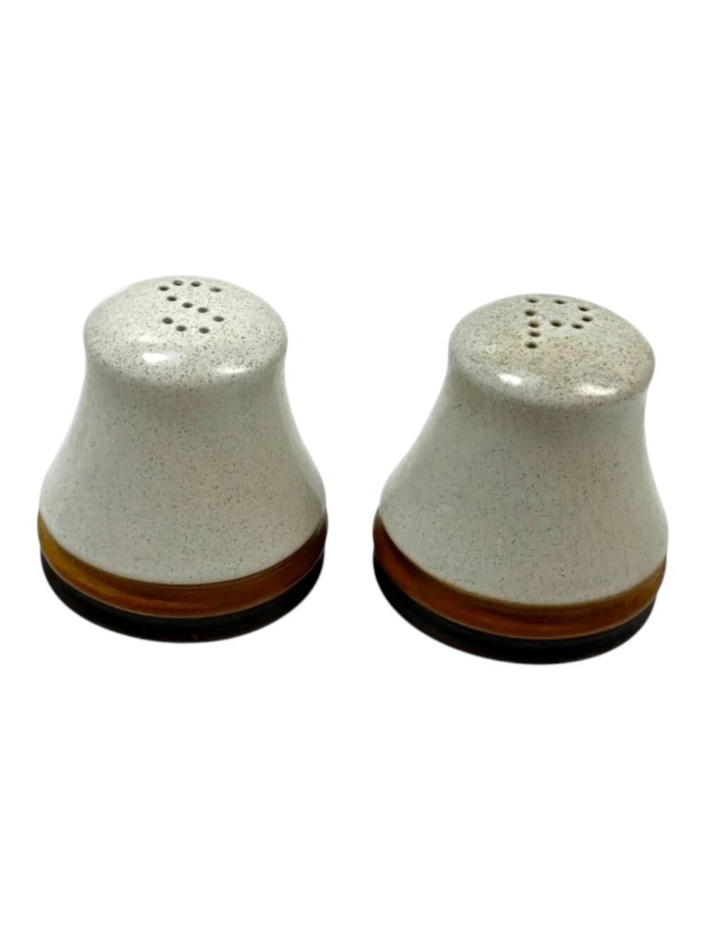 Denby Potters Wheel Salt & Pepper Beige 3 inch tall Pottery Vintage 80s